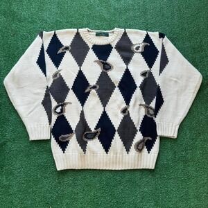 Vintage 90s Embassy Row Mulitcolor Grandpa Knit Sweater Size Large